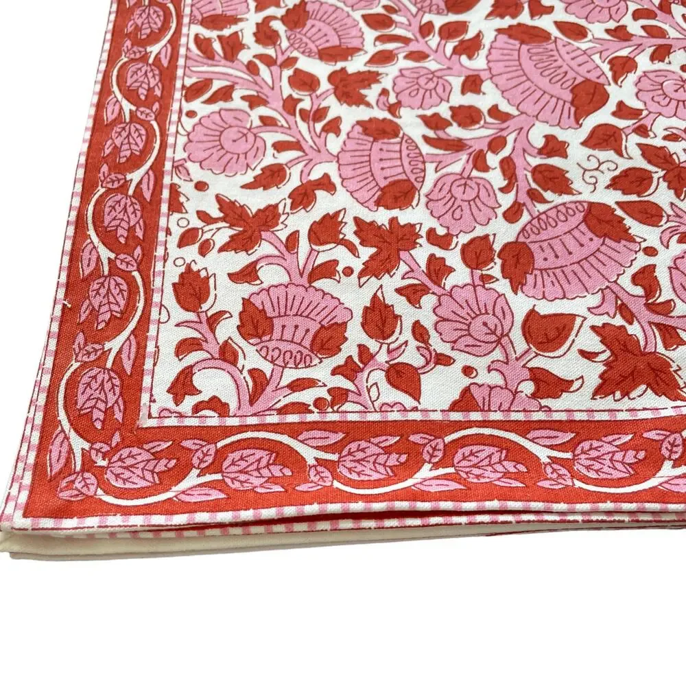 Tiramisu Pink & Red Floral Premium Cotton Placemats 13x19 Set of 4 New